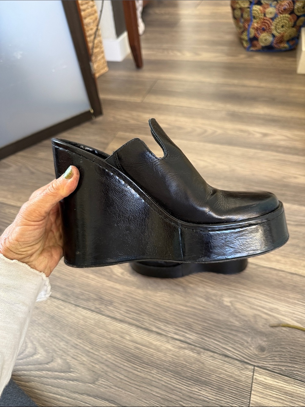 Miista Black Leather Sculptural Platform Wedge Booties Shoes EU 37 or US 7 - Picture 15 of 16